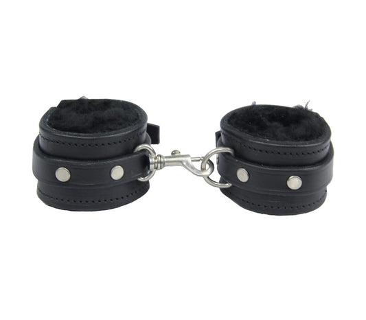 Love In Leather Light Sheepskin Lined Hand Cuffs