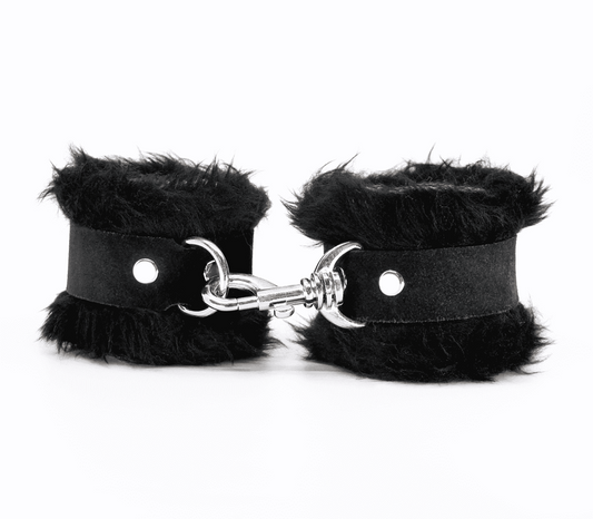 Love In Leather Fluffy Cuffs with Suede Leather Strap