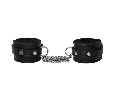 Sheepskin Lined Leather Wrist Cuffs by Love In Leather - Cuffs And Restraints