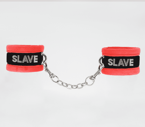 Fluffy Diamante Slave Hand Cuffs by Love In Leather - Cuffs And Restraints