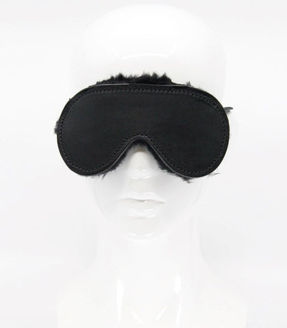 Sheepskin Lined Bondage Blindfold by Love In Leather - Masks And Blindfolds