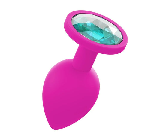 Love In Leather Silicone Butt Plug With Gem Pink