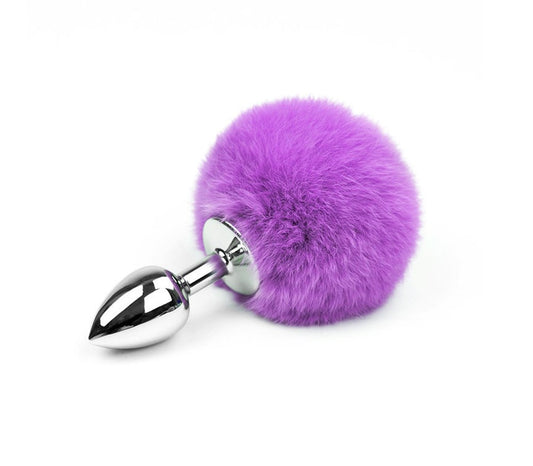 Love In Leather Bunny Tail Anal Plug Purple