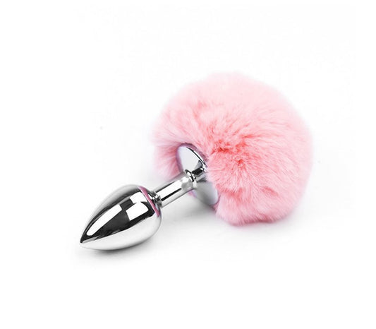 Love In Leather Bunny Tail Anal Plug Baby Pink