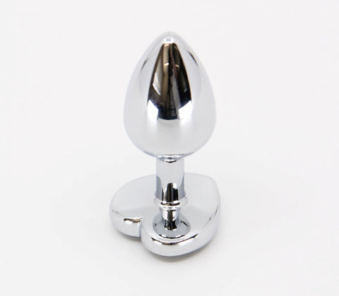 Metal Anal Plug With Heart Gem Clear by Love In Leather - Butt Plugs