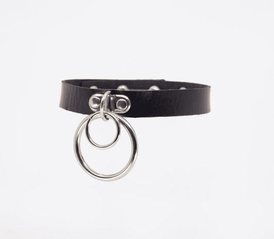 Love In Leather Double Ring Faux Leather Choker