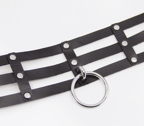 Triple Strap Faux Leather Choker by Love In Leather - Collars and Leads