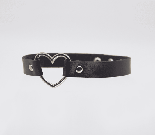 Love In Leather Heart Ring Faux Leather Fetish Choker
