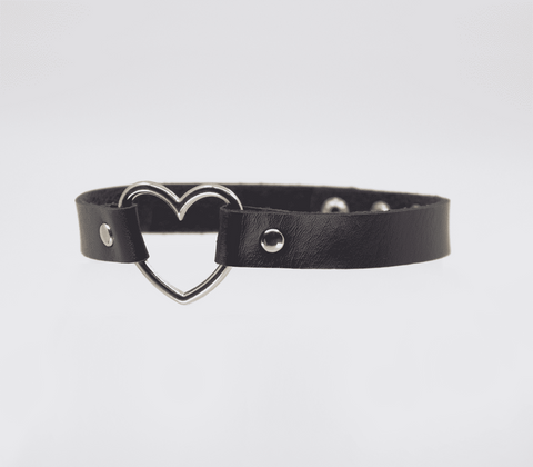 Heart Ring Faux Leather Fetish Choker by Love In Leather - Collars and Leads