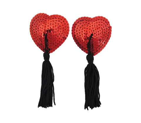 Heart Shape Nipple Tassels by Love In Leather - Breast and Nipple Toys