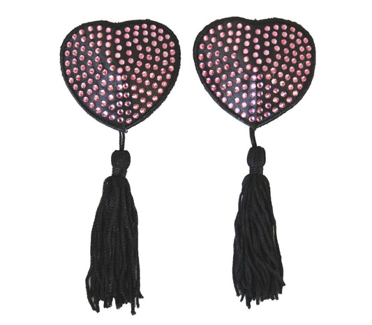 Heart Shape Rhienestone Nipple Tassels by Love In Leather - Breast and Nipple Toys