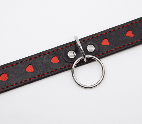 Metallic Red Love Heart Collar by Berlin Baby - Collars and Leads