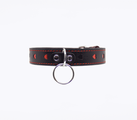 Metallic Red Love Heart Collar by Berlin Baby - Collars and Leads