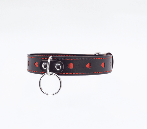 Metallic Red Love Heart Collar by Berlin Baby - Collars and Leads