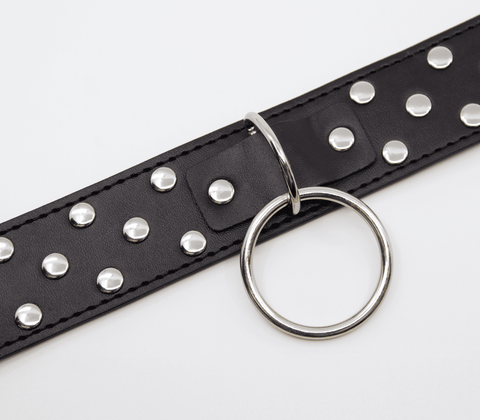 Black Studded BDSM Play Collar by Berlin Baby - Collars and Leads