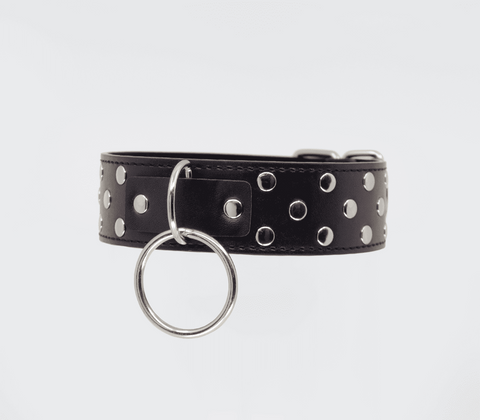 Black Studded BDSM Play Collar by Berlin Baby - Collars and Leads