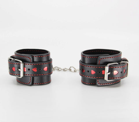 Metallic Heart Bondage Wrist Cuffs by Berlin Baby - Cuffs And Restraints