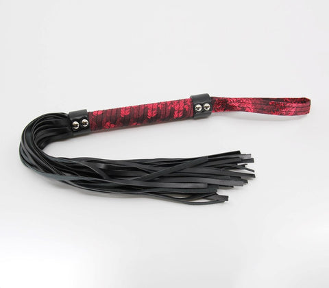 Red Jacquard Print Fetish Flogger by Berlin Baby - Whips And Crops