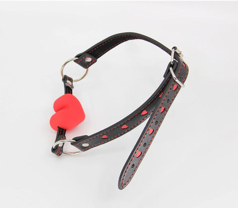 Faux Leather Solid Heart Gag by Berlin Baby - Bondage Gags and Bits