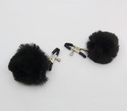 Love In Leather Pom Pom Womens Nipple Clamps