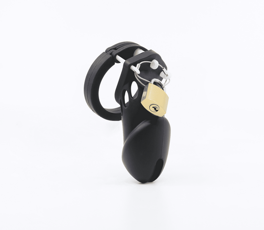 Love In Leather Silicone Male Chastity Cage Short
