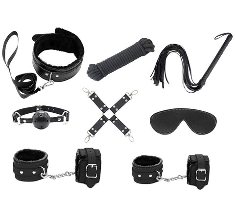 Vegan Friendly 9 Piece Bondage Kit by Love In Leather - Bondage Kits