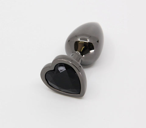 Metal Butt Plug With Heart Gem by Love In Leather - Butt Plugs