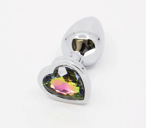 Metal Butt Plug With Heart Gem by Love In Leather - Butt Plugs