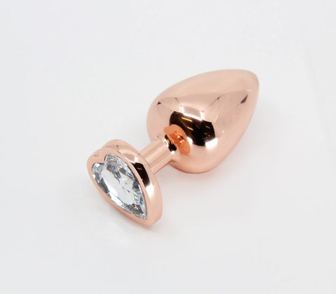Metal Butt Plug With Heart Gem by Love In Leather - Butt Plugs