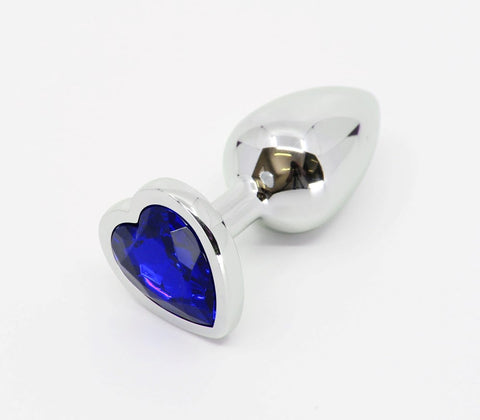 Metal Butt Plug With Heart Gem by Love In Leather - Butt Plugs