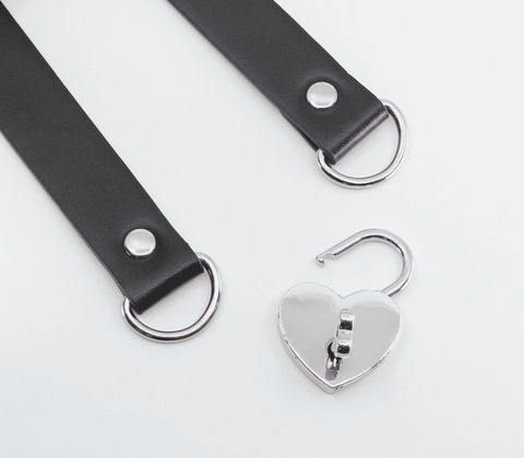 Heart Padlock Faux Leather Choker by Love In Leather - Collars and Leads