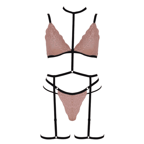 Triangle Bralette With Double Waist Strap Pink by Muse - Her Fetish