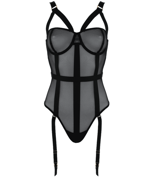 Muse Black Mesh One Piece Womens Fetish Teddy