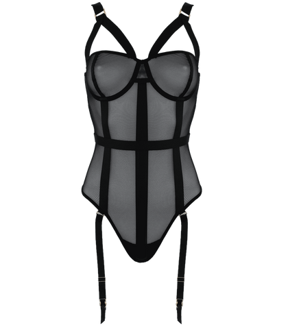 Black Mesh One Piece Womens Fetish Teddy by Muse - Her Fetish