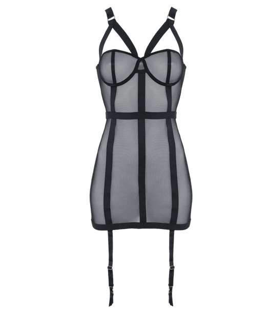 Muse Elastic Banding Black Mesh Womens Dress
