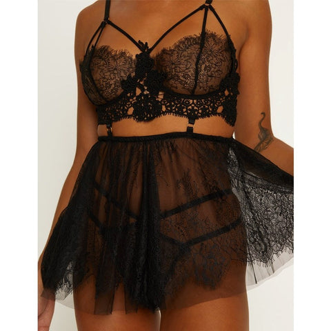 Floaty Women's Babydoll Silhouette Black by Muse - BabyDolls And Chemises