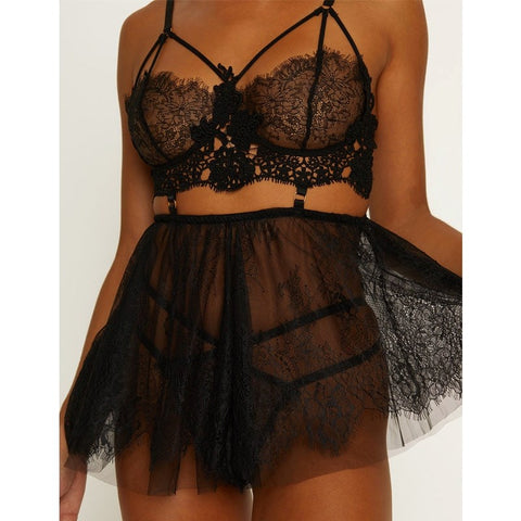 Floaty Women's Babydoll Silhouette Black by Muse - BabyDolls And Chemises