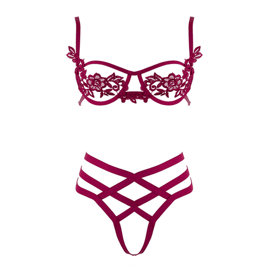 Muse Womens Bra with Cut Out Bust Red XL