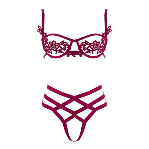 Womens Bra With Cut Out Bust Red XL by Muse - Her Fetish