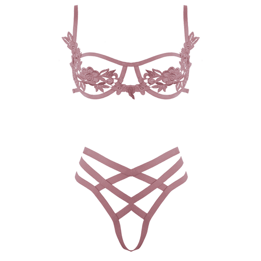 Muse Open Cup Bra With Embroidered Floral Applique