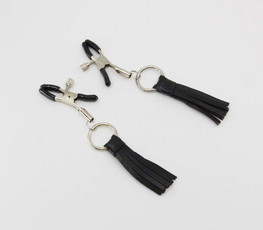 Love In Leather Leather Tassel Nipple Clamps