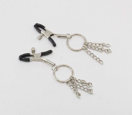 Love In Leather Chain Tassel Womens Nipple Clamps