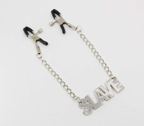 Slave Words Womens Nipple Clamps by Love In Leather - Nipple and Clit Clamps