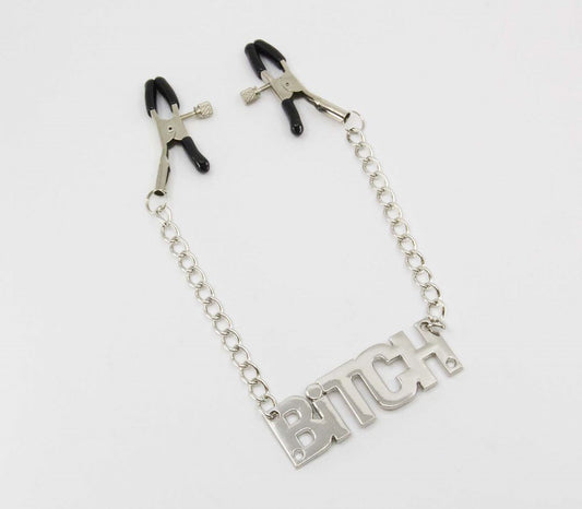 Love In Leather BITCH Words Womens Nipple Clamp