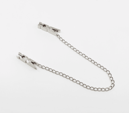 Love In Leather Peg Nipple Clamps With Chain Join