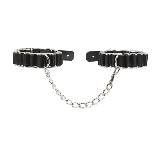 Love In Leather Woven Chain Link Wrist Cuffs
