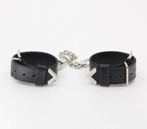 Silver Tip Leather Wrist Cuffs by Love In Leather - Cuffs And Restraints