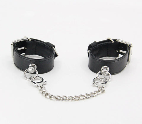 Silver Tip Leather Wrist Cuffs by Love In Leather - Cuffs And Restraints