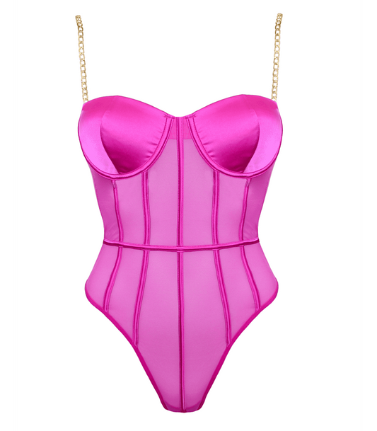 Muse Lingerie Soft Pink Mesh Sexy Womens Bodysuit