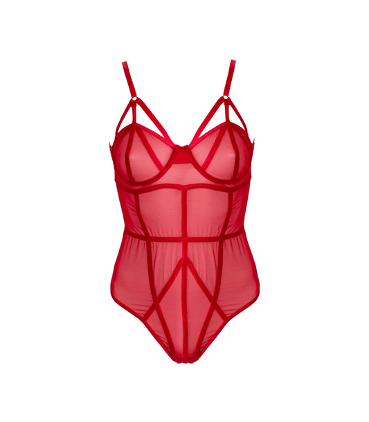 Muse Lingerie BDSM Play Sexy Womens Bodysuit Red